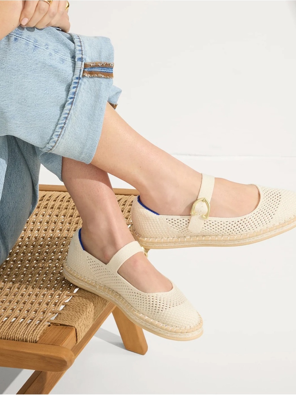 Rothy’s Espadrille Mary Jane - Jasmine (white/cream) - 9.5 - NIB